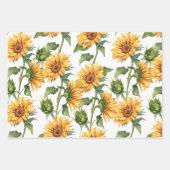黄色ひまわり葉と水彩園 ラッピングペーパーシート (正面)
