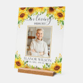 黄色ひまわり葬儀記念写真写真 アクリルサイン (傾斜)