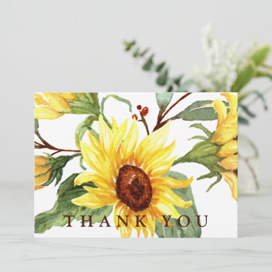 黄色ひまわり葬式カスタム文字IIありがとう サンキューカード (スタンド正面)