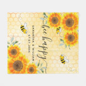 黄色ひまわり蜂は結婚素朴なカップル フリースブランケット (正面(横))