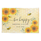 黄色ひまわり蜂は結婚素朴なカップル 枕カバー (裏面)