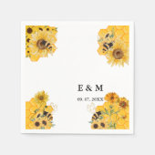 黄色ひまわり蜂ボホレモン結婚ズ スタンダードカクテルナプキン (正面)
