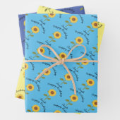 黄色ひまわり誕生日かわいい植物性ギフト ラッピングペーパーシート (インサイチュ)