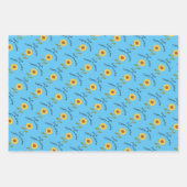 黄色ひまわり誕生日かわいい植物性ギフト ラッピングペーパーシート (正面)