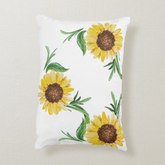 黄色ひまわり象の女の子名前をカスタムする枕 アクセントクッション (裏面(縦))