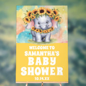 黄色ひまわり象の赤ちゃんシャワーへようこそ アクリルサイン (ニュートラル)