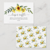 黄色ひまわり赤ちゃんシャワーおむつラッフル エンクロージャーカード (正面/裏面)
