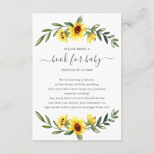 黄色ひまわり赤ちゃんシャワーベビー エンクロージャーカード (正面)