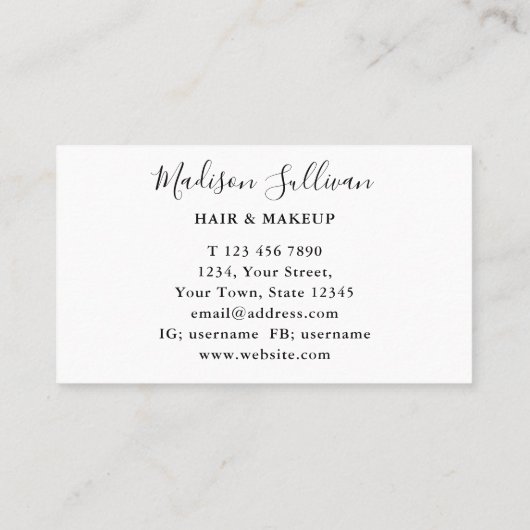 黄色ひまわり頭髪及びメイクアップ名刺 名刺 (裏面)