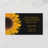 黄色ひまわり黒背景素朴国 コーリングカード (正面)