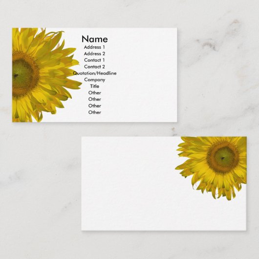 黄色ひまわり 名刺 (正面/裏面)