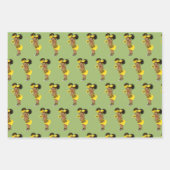 黄色ひまわり |愛らしい民族少女|フローラ車 ラッピングペーパーシート (正面2)