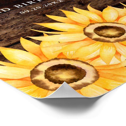 黄色ひまエレガントわり女の子の誕生日パーティー ポスター (角)