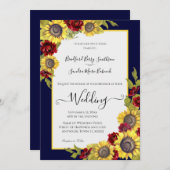 黄色ひま素朴わりフローラ結婚式招待状 招待状 (正面/裏面)