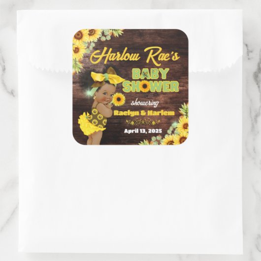 黄色ひま素朴わり赤ちゃんシャワーベビー スクエアシール (バッグ)