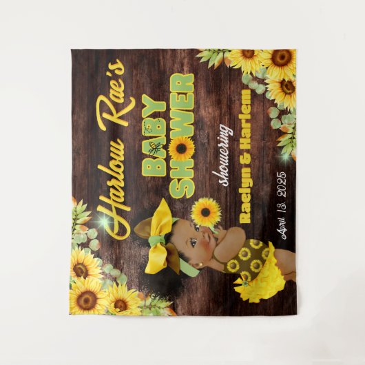 黄色ひま素朴わり赤ちゃんシャワー赤ちゃん女の子 タペストリー (正面)