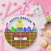 黄色ひよこ卵イースターバスケット ペーパープレート (パーティー)
