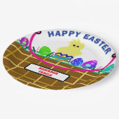 黄色ひよこ卵イースターバスケット ペーパープレート (アングル)