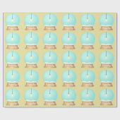 黄色ぶら下がったい青が可愛い電球の雪の球体 ラッピングペーパー (フラット)