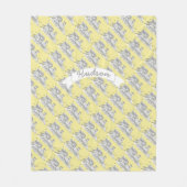 黄色または任意の色Choo Chooトレインパターン フリースブランケット (正面)