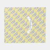 黄色または任意の色Choo Chooトレインパターン フリースブランケット (正面(横))