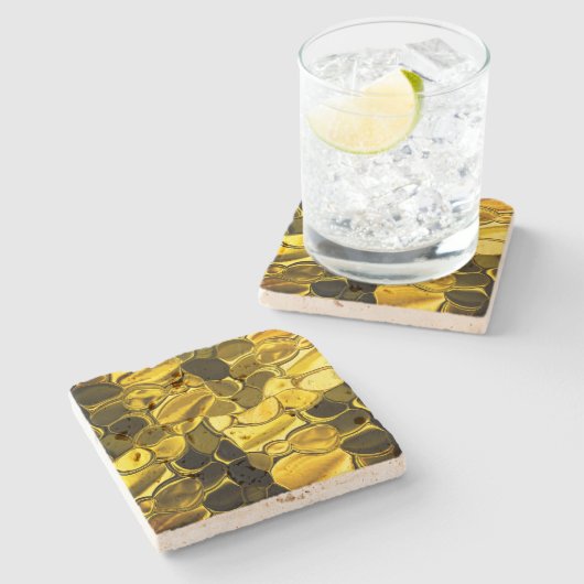 黄色または金ゴールドのカラーピースは金ゴールドメタルに見える ストーンコースター (横)