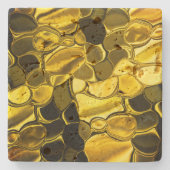 黄色または金ゴールドのカラーピースは金ゴールドメタルに見える ストーンコースター (正面)