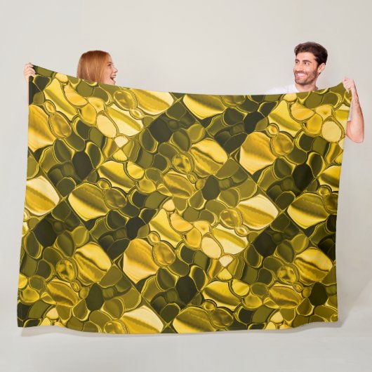 黄色または金ゴールドのカラーピースは金ゴールドメタルに見える フリースブランケット (インサイチュ)