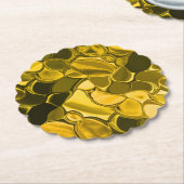 黄色または金ゴールドのカラーピースは金ゴールドメタルに見える ペーパーコースター (アングル)