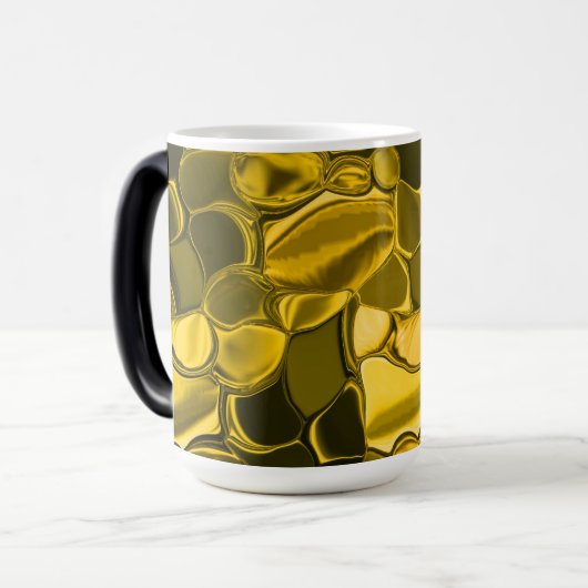 黄色または金ゴールドのカラーピースは金ゴールドメタルに見える モーフィングマグカップ (正面左)