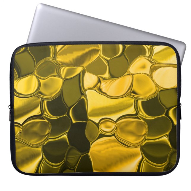 黄色または金ゴールドのカラーピースは金ゴールドメタルに見える ラップトップスリーブ (正面)
