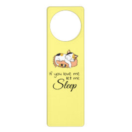 黄色もしの私を愛する猫を眠らせる ドアノブプレート