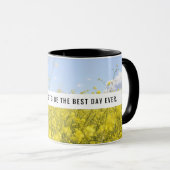 黄色やる気を起こさせるい花マグカップ マグカップ (正面右)