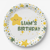 黄色よくはしゃぐ星テーマキッドパーティープレート ペーパープレート (正面)