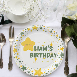 黄色よくはしゃぐ星テーマキッドパーティープレート ペーパープレート