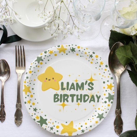 黄色よくはしゃぐ星テーマキッドパーティープレート ペーパープレート