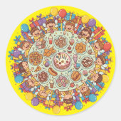 黄色をテーマにした子供用の妖精の衣装パーティー ラウンドシール (正面)