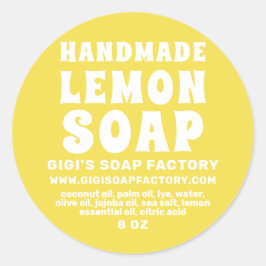 黄色をモダン照らす手作りのレモン石鹸 ラウンドシール