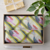 黄色を泳いでいるピンクのモザイク人魚 薄葉紙 (ギフト)