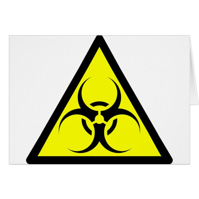 黄色を警告する生物危険または生物学的災害［有害物質］の印の記号 (正面横)