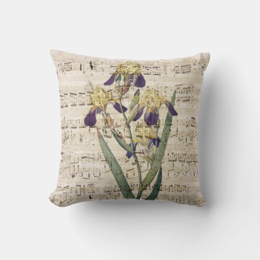 黄色アイリス音楽 クッション (正面)