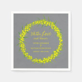 黄色アカシア春の花グレ結婚イのナプキン スタンダードカクテルナプキン (正面)