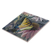 黄色アゲハチョウチョウコネフラワー水彩 タイル (側面)