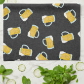 黄色アートモダン黒ウォーター色のビアスタイン キッチンタオル (折り畳み)