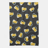 黄色アートモダン黒ウォーター色のビアスタイン キッチンタオル (縦)