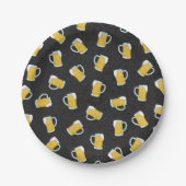 黄色アートモダン黒ウォーター色のビアスタイン ペーパープレート (正面)