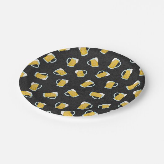 黄色アートモダン黒ウォーター色のビアスタイン ペーパープレート (アングル)