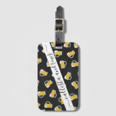 黄色アートモダン黒ウォーター色のビアスタイン ラゲッジタグ (正面縦)
