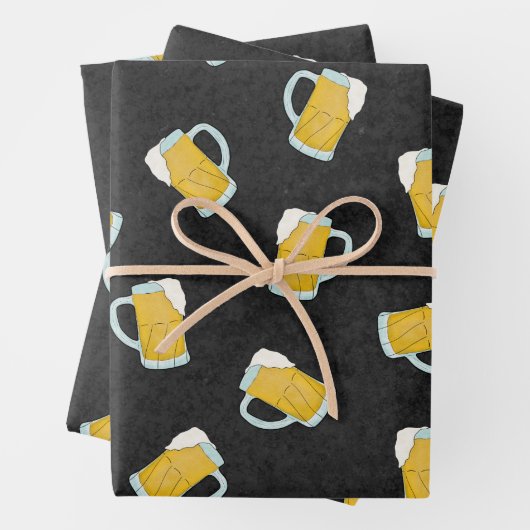 黄色アートモダン黒ウォーター色のビアスタイン ラッピングペーパーシート (インサイチュ)