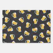 黄色アートモダン黒ウォーター色のビアスタイン ラッピングペーパーシート (正面)